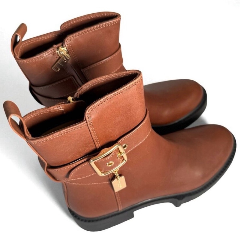 Coach Brown Leather Ankle Boots-New - Picture 2 of 5